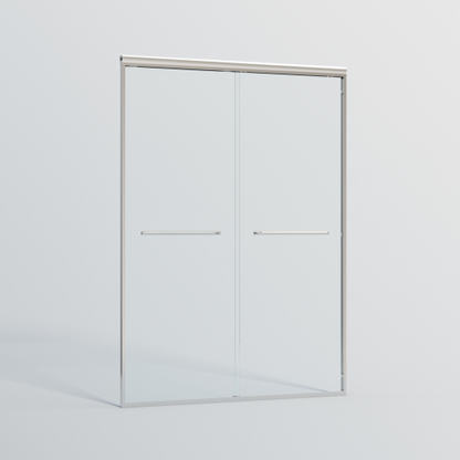 44-48 in. W x 72 in. H Double Sliding Shower Door, Semi-frameless Bypass Bathroom Sliding Door with 1/4" (6mm) Tempered Glass for Walk-in Shower, Chrome 24D03-48CX