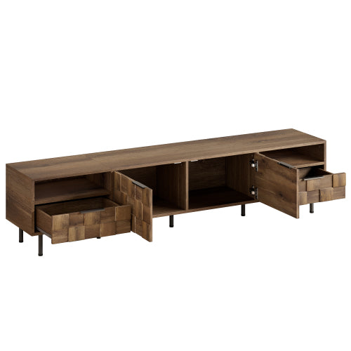 78.7 inch Natural Mid Century TV Stand 2 Drawer Media Cabinet Supports Up To 85 Inch TV