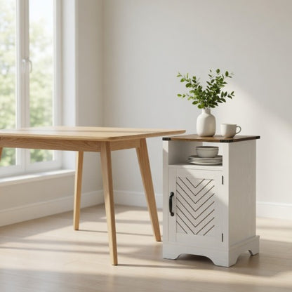 White & Oak Farmhouse Charging Nightstand