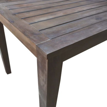 7 Pieces Acacia Wood Outdoor Dining Set with Cushions,Modern 6 Chairs and 1 Large Table, Dining Furniture Set for Lawn, Backyard, Garden Deck,Poolside