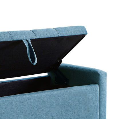 Ottoman with Storage, Storage Ottoman Bench with Safety Hinge 350 lb Weight, Upholstered Entryway Bench with Seating for Bedroom, Living Room - Light Blue