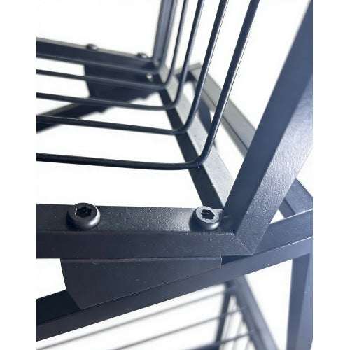 Black 5-Tier Geometric Metal Bookshelf Modern Slanted Design Space-Saving Living Room Office Storage Rack