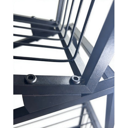 Black 5-Tier Geometric Metal Bookshelf Modern Slanted Design Space-Saving Living Room Office Storage Rack