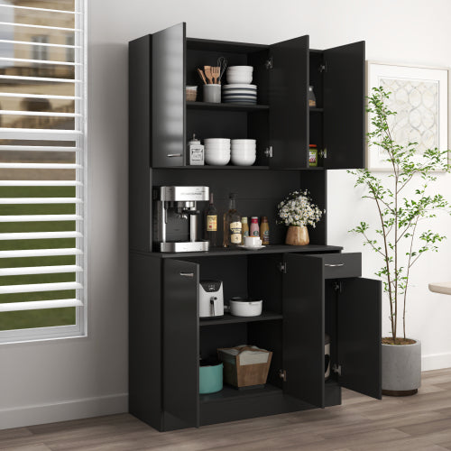 70.87 Inch Tall Black Multi-door Combined Storage Wardrobe Cabinet