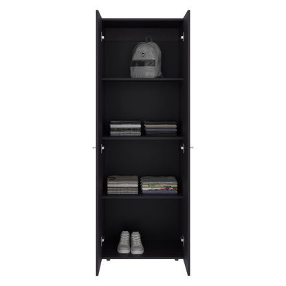 Armoire 66.9" H, 2 Doors, 4 Shelves, Black Wengue - Bedroom