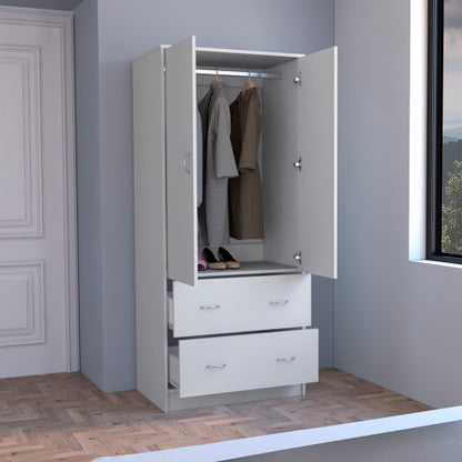 2-Doors 2-Drawers Armoire White