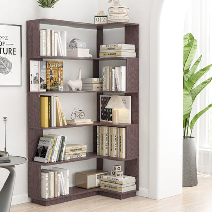 90cm Freestanding Corner Bookshelf with Anti-Tip Design