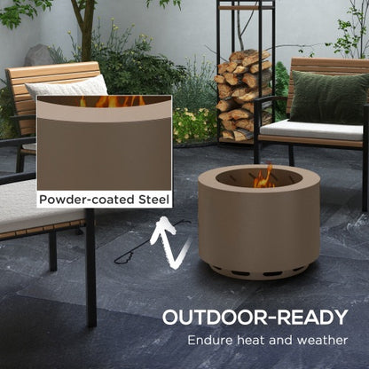Outsunny Smokeless Fire Pit, 19" Portable Wood Burning Firepit with Poker, Low Smoke Camping Bonfire Stove for Backyard Patio Picnic, Stainless Steel, Bronze