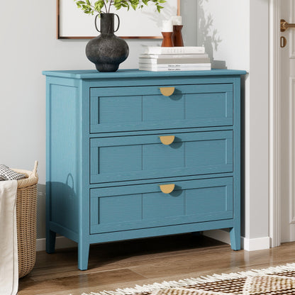 American Style 3-Drawer Storage Cabinet Anti-Tip Design Non-Slip Foot Pad Household Bedroom Study Wooden Chest Cabinet