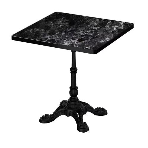 Marble-Look Sintered Stone Square Table - Heavy-Duty Cast Iron Base for Bistro, Cafe, Bar & Home Use