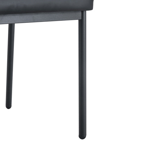 Striped Back PU Dining Chairs with Black Metal Legs, Set of 2, Black