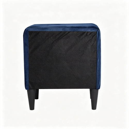 Navy Blue Velvet 2-Drawer Upholstered Nightstand