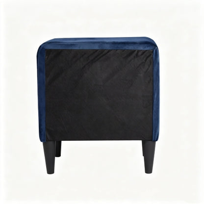 Navy Blue Velvet 2-Drawer Upholstered Nightstand