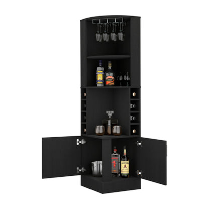 Bar Cabinet, Eight Bottle Cubbies, Two Large Open Shelves