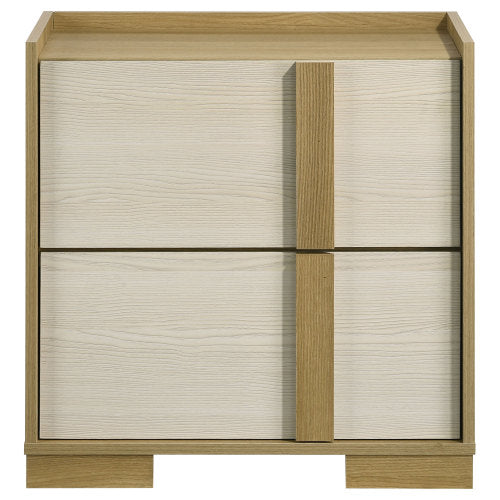 Natural Wood 2-Drawer Nightstand