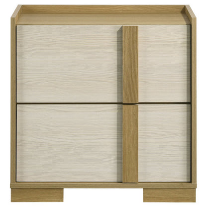 Natural Wood 2-Drawer Nightstand