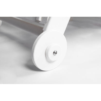 Lounge Chair with Side Table, 3-Piece Oversized Chaise Lounge Chair Setwith Wood Texture,White