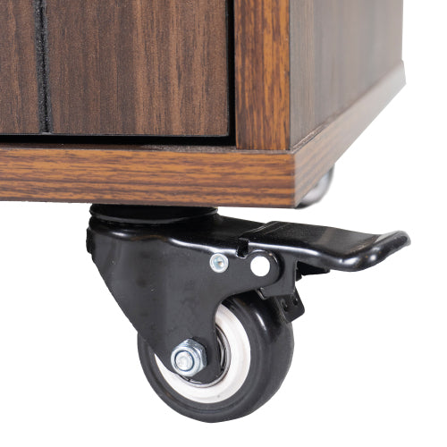 Walnut Brown Rolling Kitchen Island Cart With Trash Can Storage