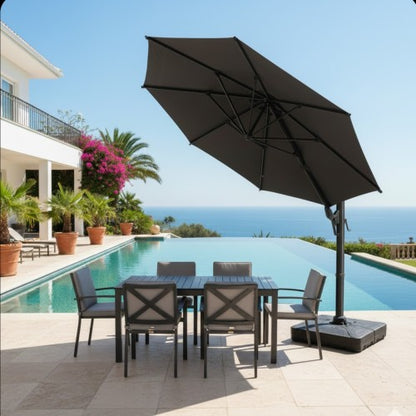 10 Ft Gray Square Large Cantilever Patio Umbrella with 360° Rotation & Tit Adjustment and Heavy Duty Offset Polyester Canopy Deck Umbrella without base.