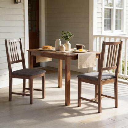 Set of 2 Dining Chairs Gray Upholstered Vertical Slat Back Chair