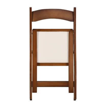 Set of 4 Solid Wood Folding Dining Chairs with PU Leather Cushions, Walnut Finish, No Assembly