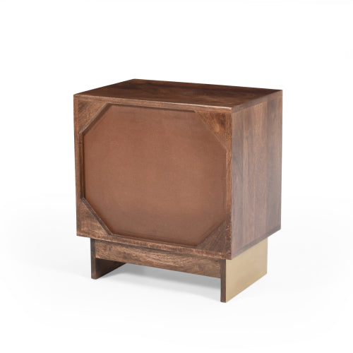 Wood Nightstand with 1 drawer,Walnut Finish