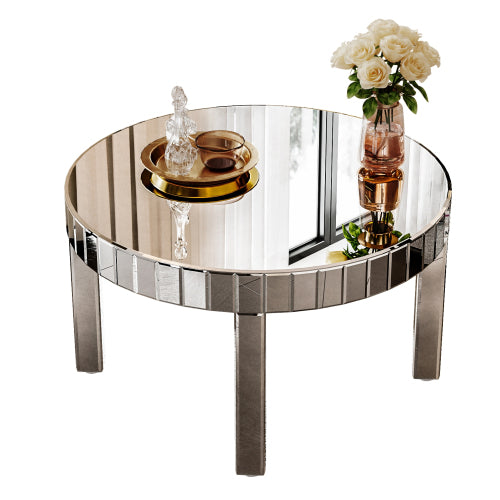 31.5 Inch Round Fluted Mirror Coffee Table