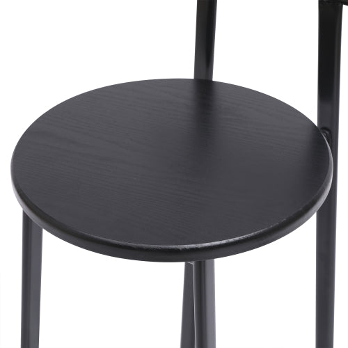 27inch H Barstool Set of 3 Wooden Round Bar Stools with Footrest Modern Kitchen Chairs for Counter (Black & Black)