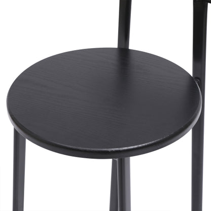 27inch H Barstool Set of 3 Wooden Round Bar Stools with Footrest Modern Kitchen Chairs for Counter (Black & Black)