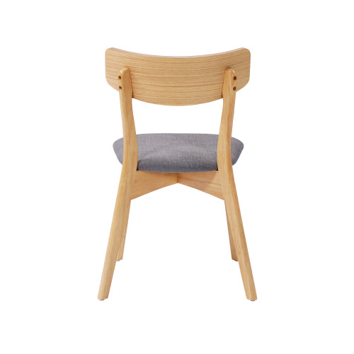 Mid-Century Upholstered Rubberwood Dining Chairs, Set of 2, Dark Gray/Natural