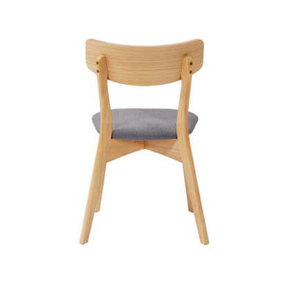 Mid-Century Upholstered Rubberwood Dining Chairs, Set of 2, Dark Gray/Natural
