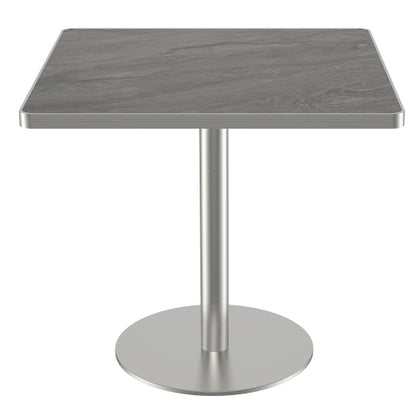 31.5 Inch Modern Snow Mountain Stone Dining Table, Square Tulip Table with Aluminum Alloy Trim & Gold Steel Base