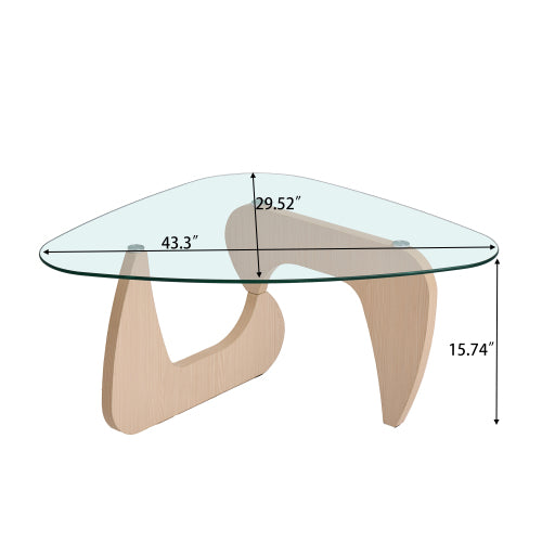Small Farmhouse Glass Coffee Table, Walnut Brown