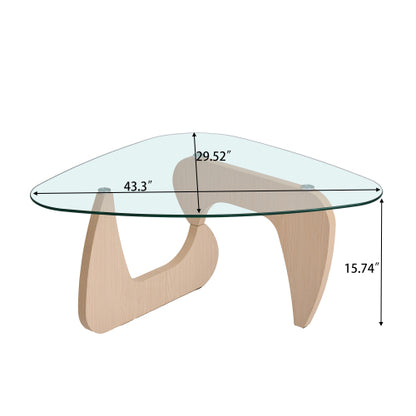 Small Farmhouse Glass Coffee Table, Walnut Brown