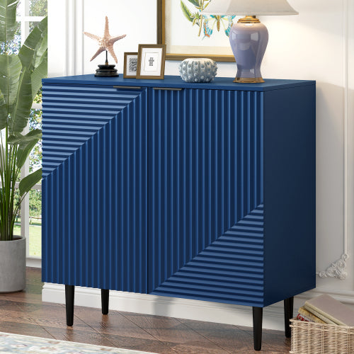 Modern Geometric Door Side Cabinet Home Accent Storage Cabinet With Metal Legs Adjustable Shelf & Anti-Tipping Device