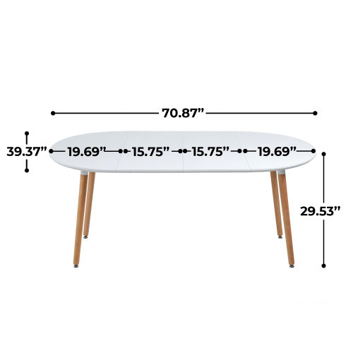 Adjustable Extendable Dining Table, MDF Top Wood Leg Multi-Function Office Coffee Table 100-180cm Size