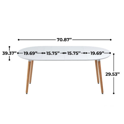 Adjustable Extendable Dining Table, MDF Top Wood Leg Multi-Function Office Coffee Table 100-180cm Size