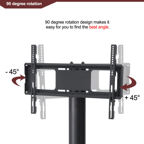 43.3 Inch Black 3-Tier Tempered Glass Swivel TV Stand, Height Adjustable Mount for 32-65 Inch TV