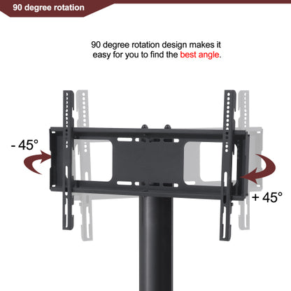 43.3 Inch Black 3-Tier Tempered Glass Swivel TV Stand, Height Adjustable Mount for 32-65 Inch TV