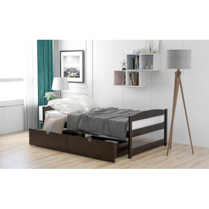 Twin size platform bed, with two drawers, espresso