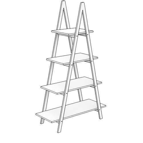 A-frame Solid Bamboo Ladder Bookshelf 4 Tier Open Display Storage Rack For Home Office