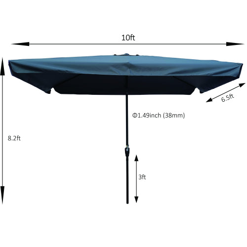 10 x 6.5ft Patio Umbrella Outdoor Waterproof Umbrella with Crank and Push Button Tilt for Garden Backyard Pool Swimming Pool Market