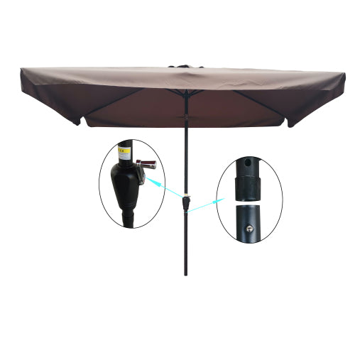 10 x 6.5ft Rectangular Patio Umbrella Outdoor Market Umbrellas with Crank and Push Button Tilt for Garden Swimming Pool Market