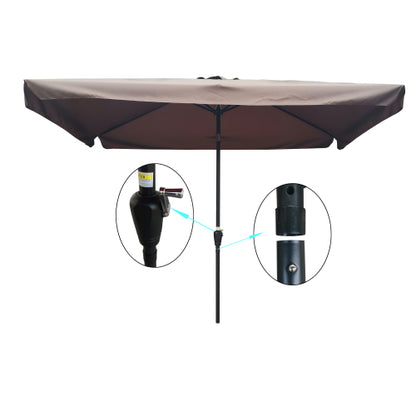10 x 6.5ft Rectangular Patio Umbrella Outdoor Market Umbrellas with Crank and Push Button Tilt for Garden Swimming Pool Market