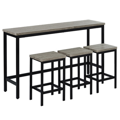 4-Piece Gray Counter Height Set, 60.2inch  Table & 3 Stools