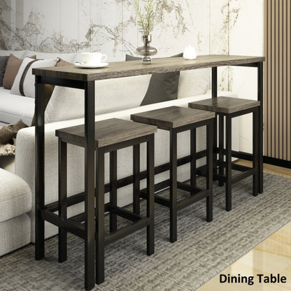 4-Piece Gray Counter Height Set, 60.2inch  Table & 3 Stools