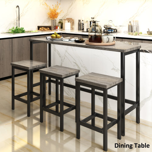 4-Piece Gray Counter Height Set, 60.2inch  Table & 3 Stools