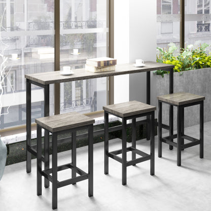 4-Piece Gray Counter Height Set, 60.2inch  Table & 3 Stools