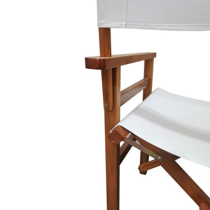 Folding Chair Wooden Director Chair Canvas Folding Chair Folding Chair 2pcs/set populus + Canvas (Color : White)