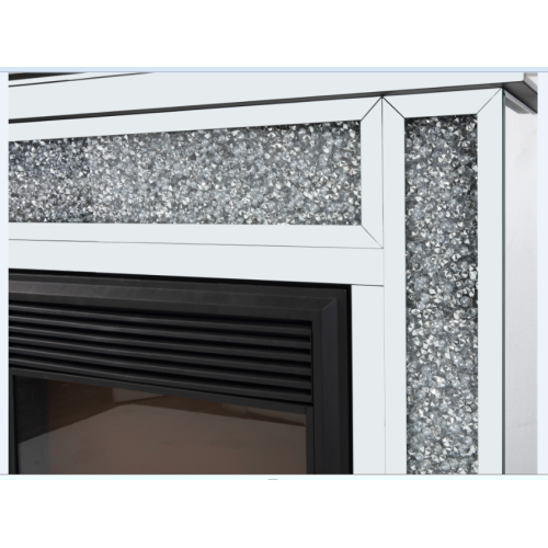 10 inches wide X 10 inches deep X 32 inches high English inch acrylic diamond mirror wall furnace frame with two side pillars, independent fireplace frame with built-in filling material: acrylic high